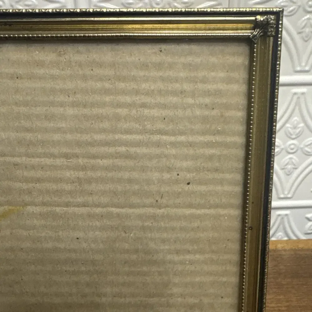 Vintage Metal Picture Frame Glass Easel Ornate Design 8x10 MCM Decor Heavy